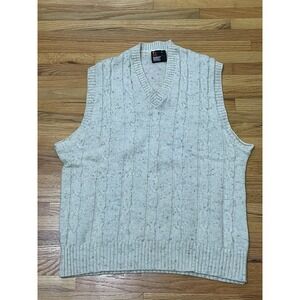 Robert Bruce Pullover Vest Sweater Men L Cream Cable-Knit Ribbed Hem‎ Wool Blend